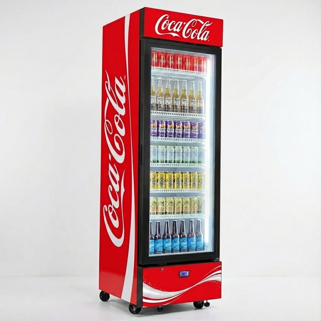 370 Litre Upright Quiet Running Black Glass Door Bar Fridge – HUS-SC372B – Add your Logo