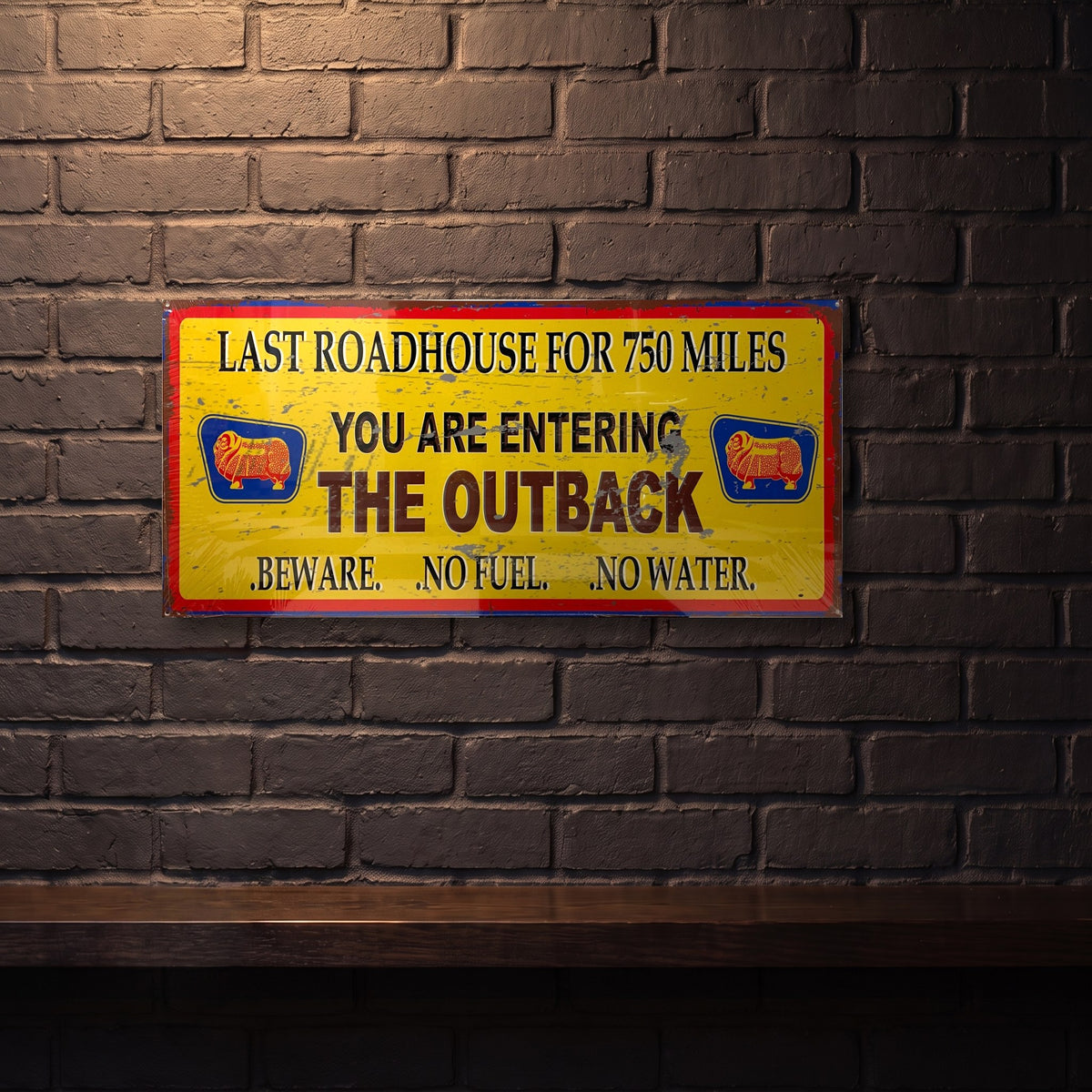 GOLDEN FLEECE LAST ROADHOUSE OUTBACK 810 X 380 MM METAL SIGN