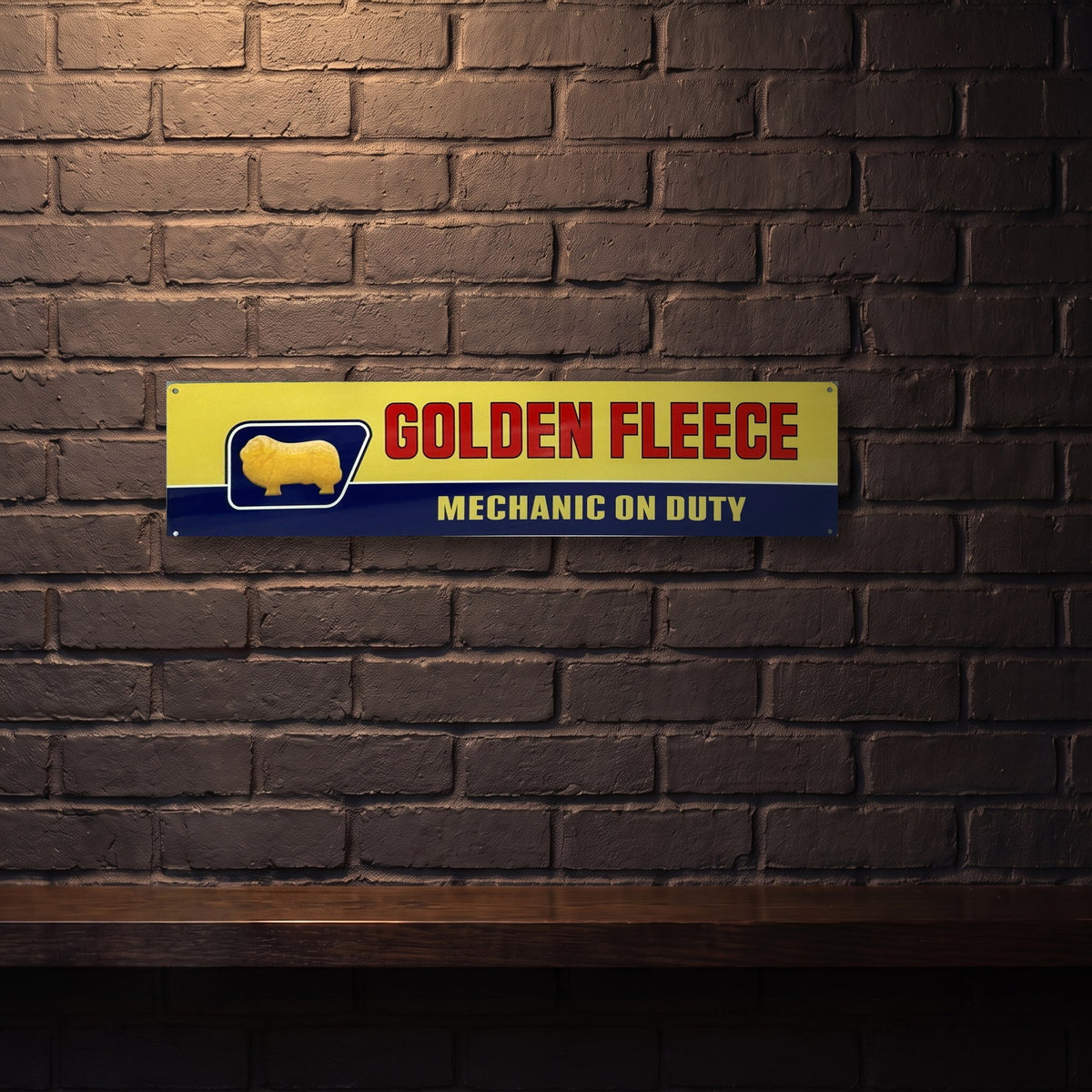 GOLDEN FLEECE MECHANIC ON DUTY 800 X 200 MM METAL SIGN