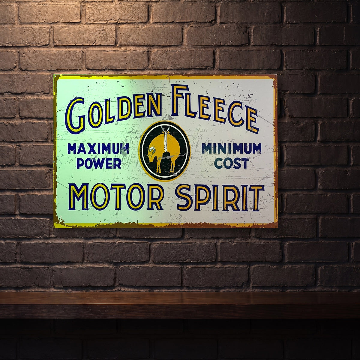 GOLDEN FLEECE MOTOR SPIRIT 810 X 555 MM METAL SIGN