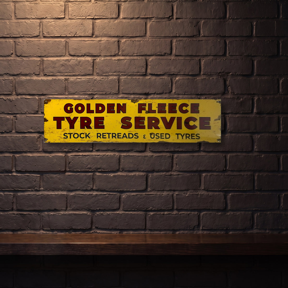 GOLDEN FLEECE TYRE SERVICE 800 X 200 MM METAL SIGN