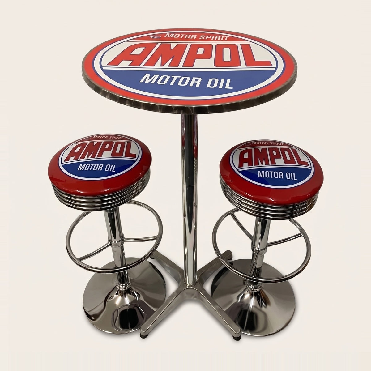 Ampol bar table and two bar stools
