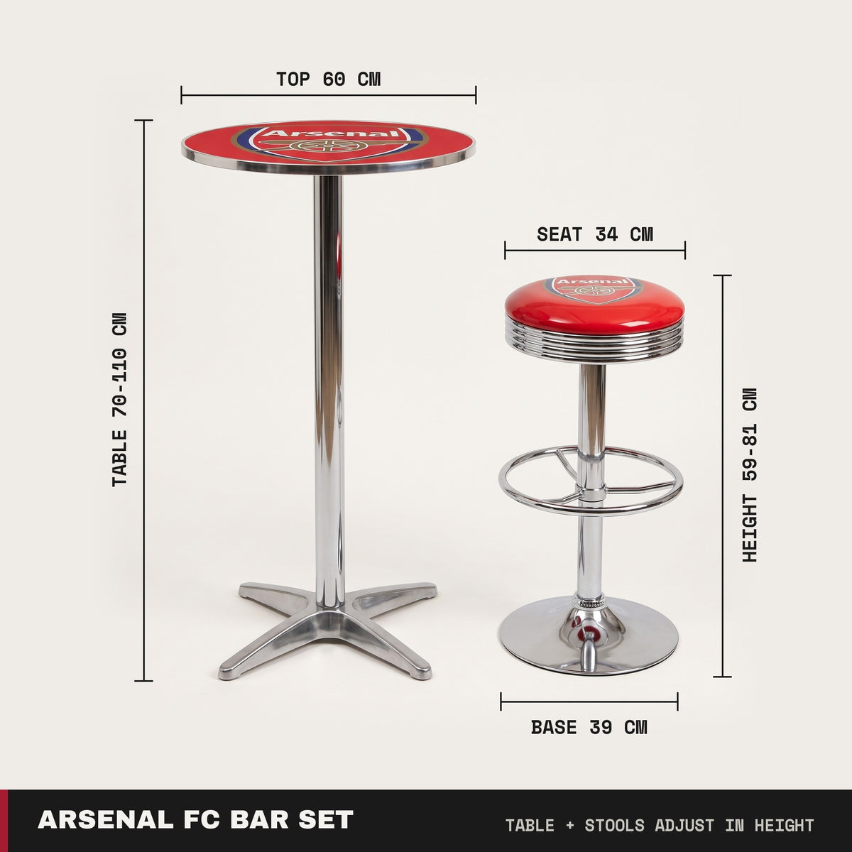Arsenal FC bar set dimensions