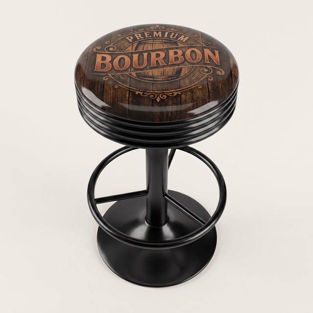 Bourbon Barrel bar stool, black base