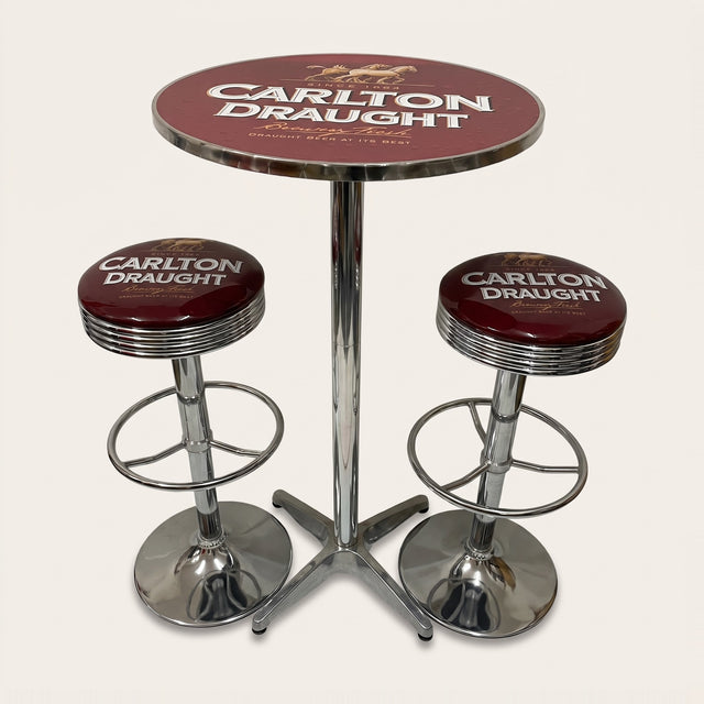 Carlton Draught bar table and two bar stools
