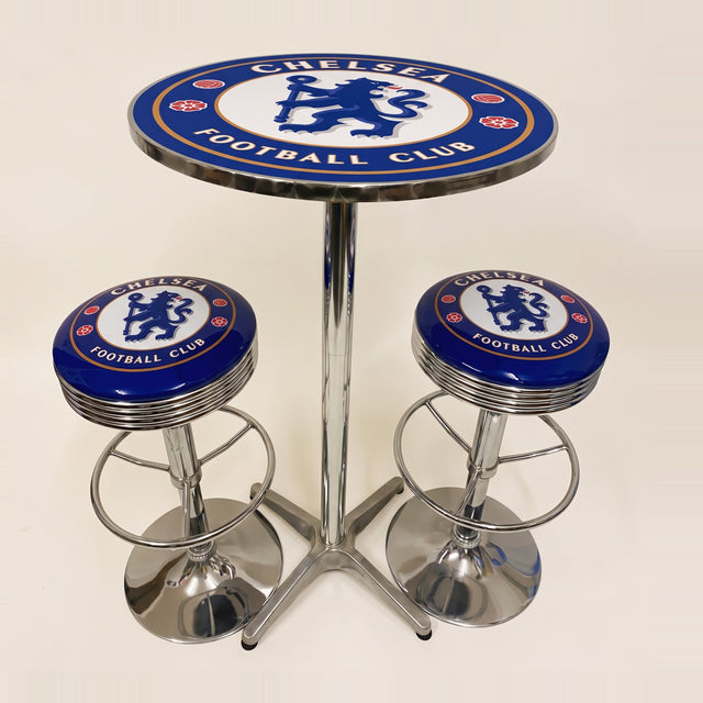 Chelsea FC bar table and two bar stools