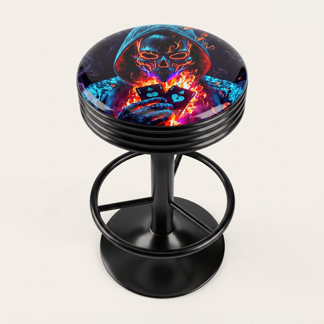 Flaming Skull bar stool, black base