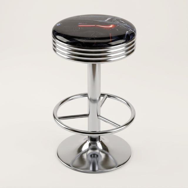 Midnight Coupe Garage bar stool, chrome base