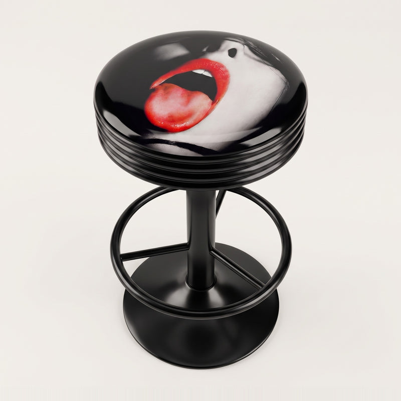 Red Tongue bar stool, black base