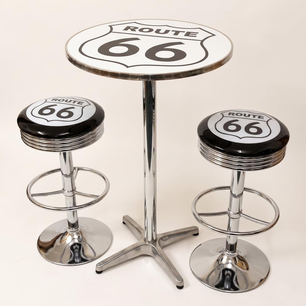 Route 66 bar table and two bar stools