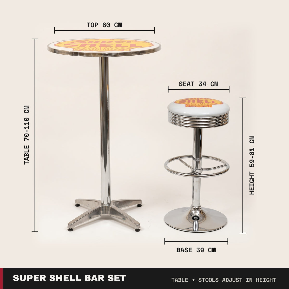 Super Shell bar set dimensions