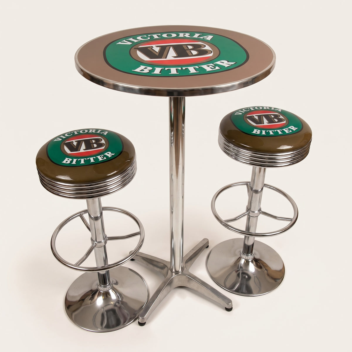Victoria Bitter bar table and two bar stools