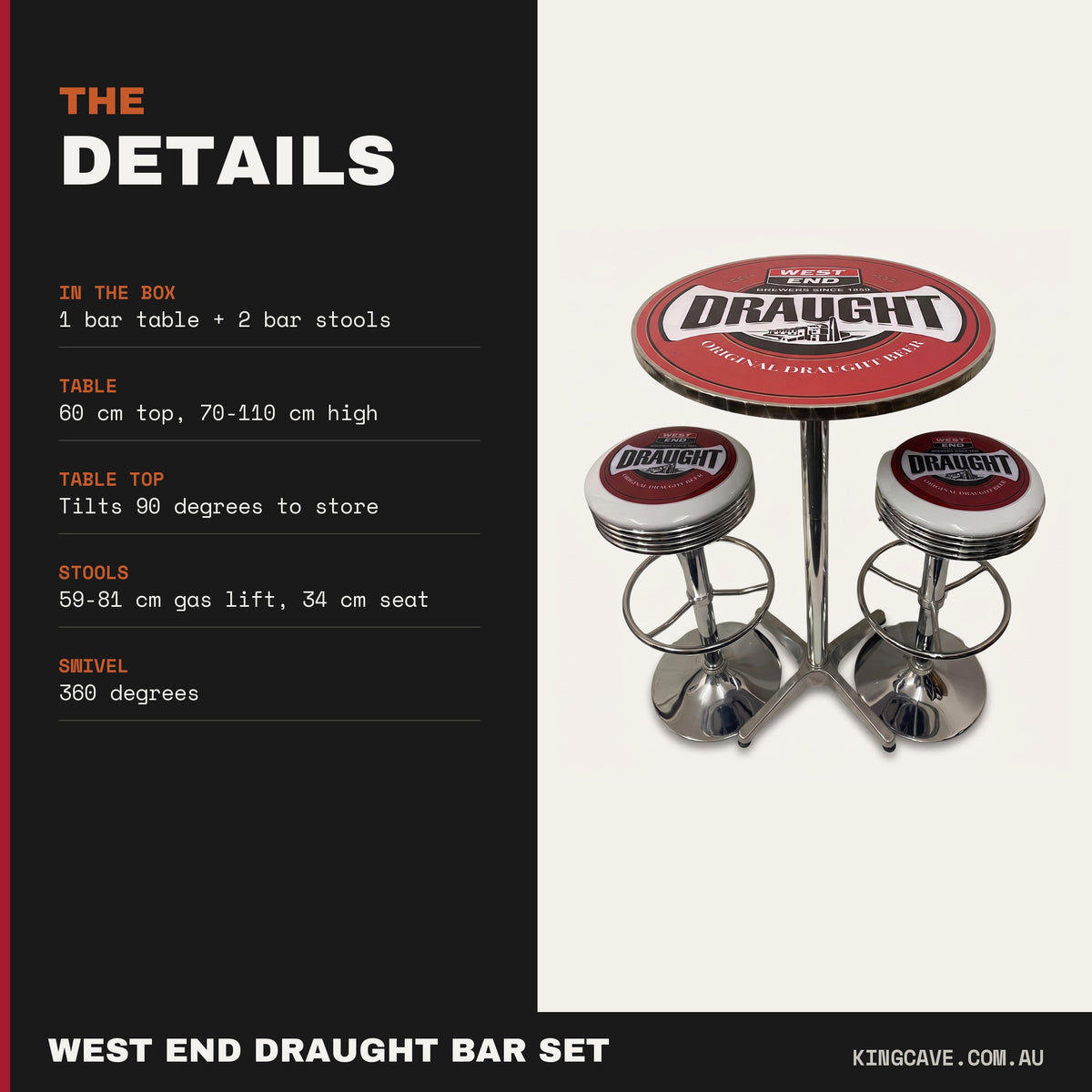 West End Draught bar set details