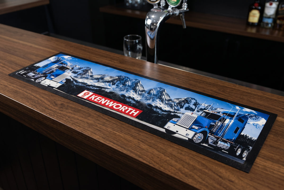 Kenworth Alpine Premium Rubber-Backed Bar Mat Runner on a bar top