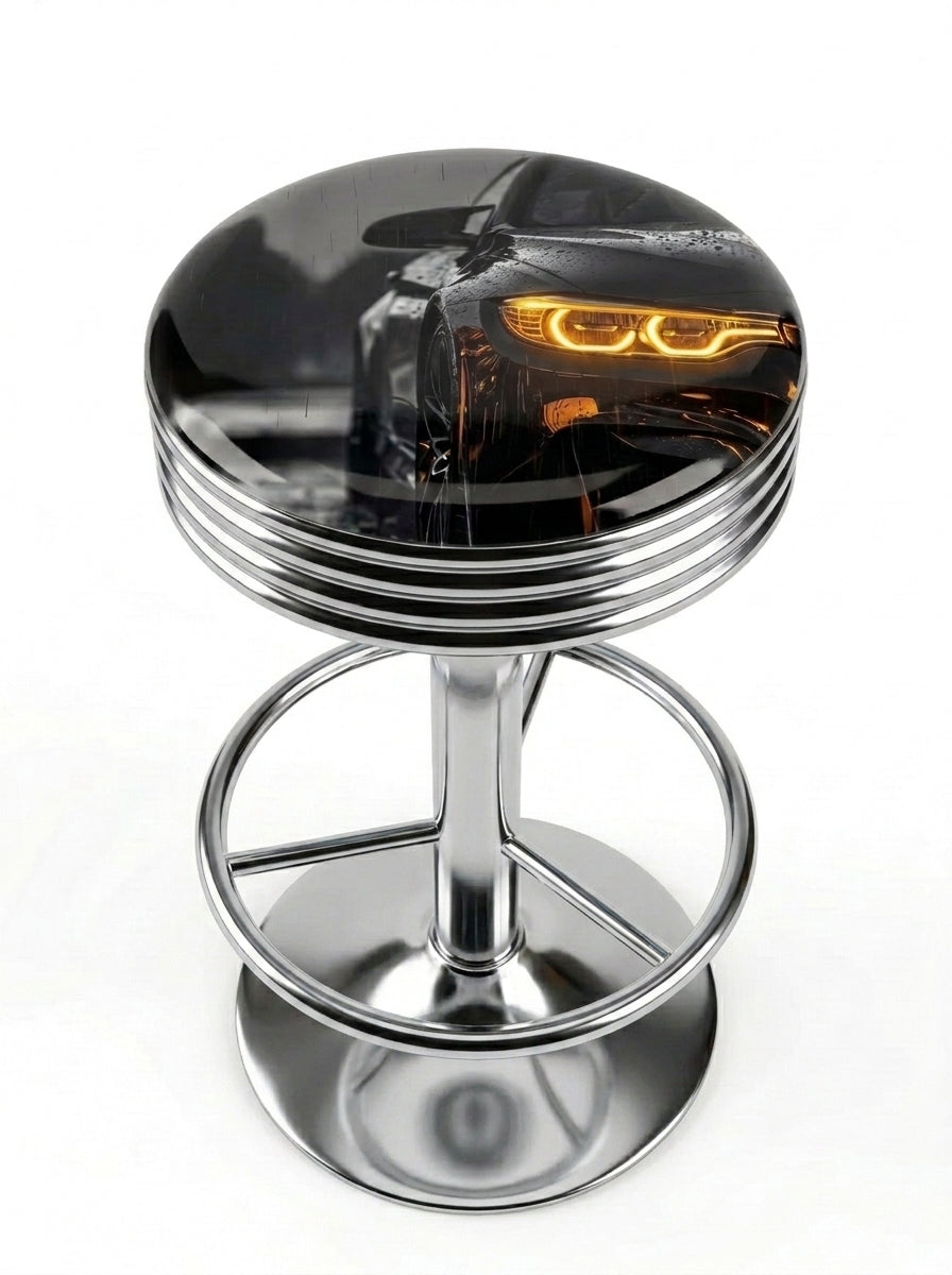 Night Drive Bar Stool, Chrome Base - KC Design