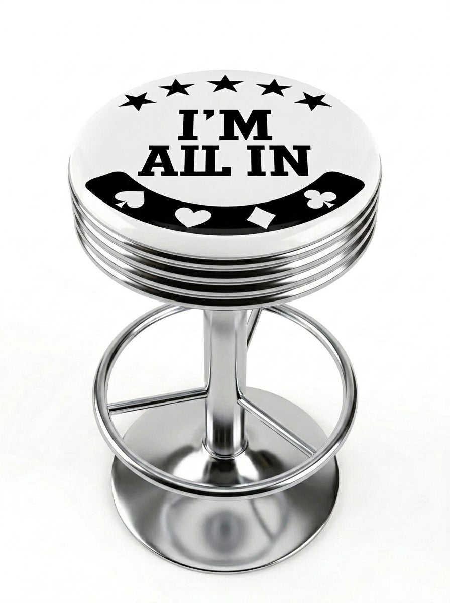 I'm All In Casino Bar Stool, Chrome Base - KC Design