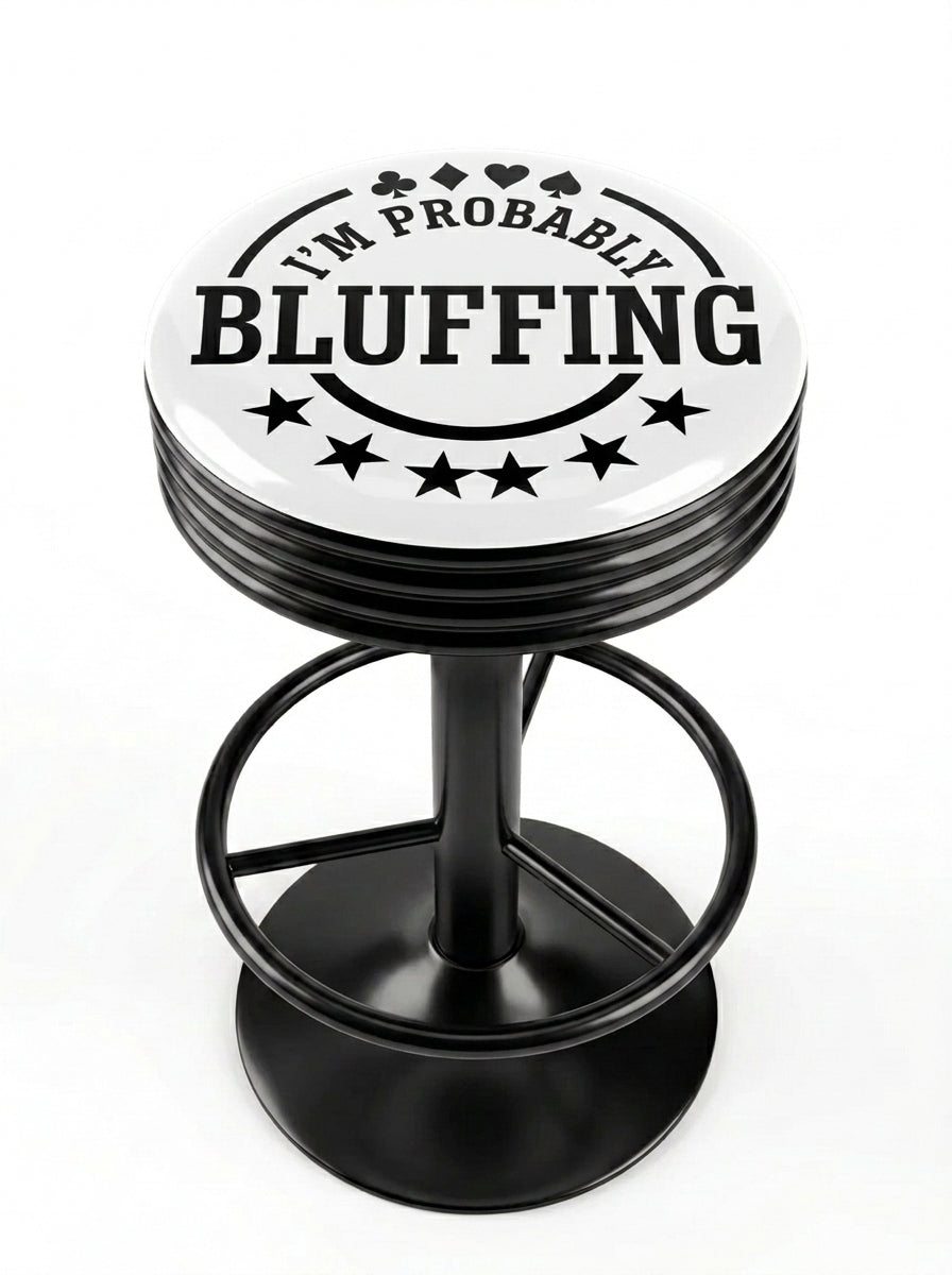 I'm Probably Bluffing Card Suit Bar Stool, Black Base - KC Design