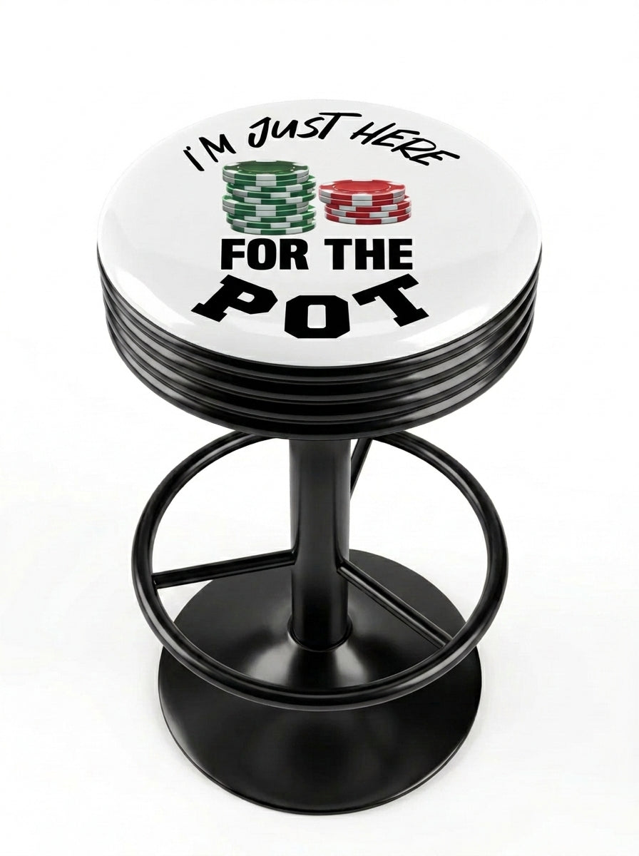 I'm Just Here For The Pot, Poker Chip Bar Stool, Black Base - KC Design