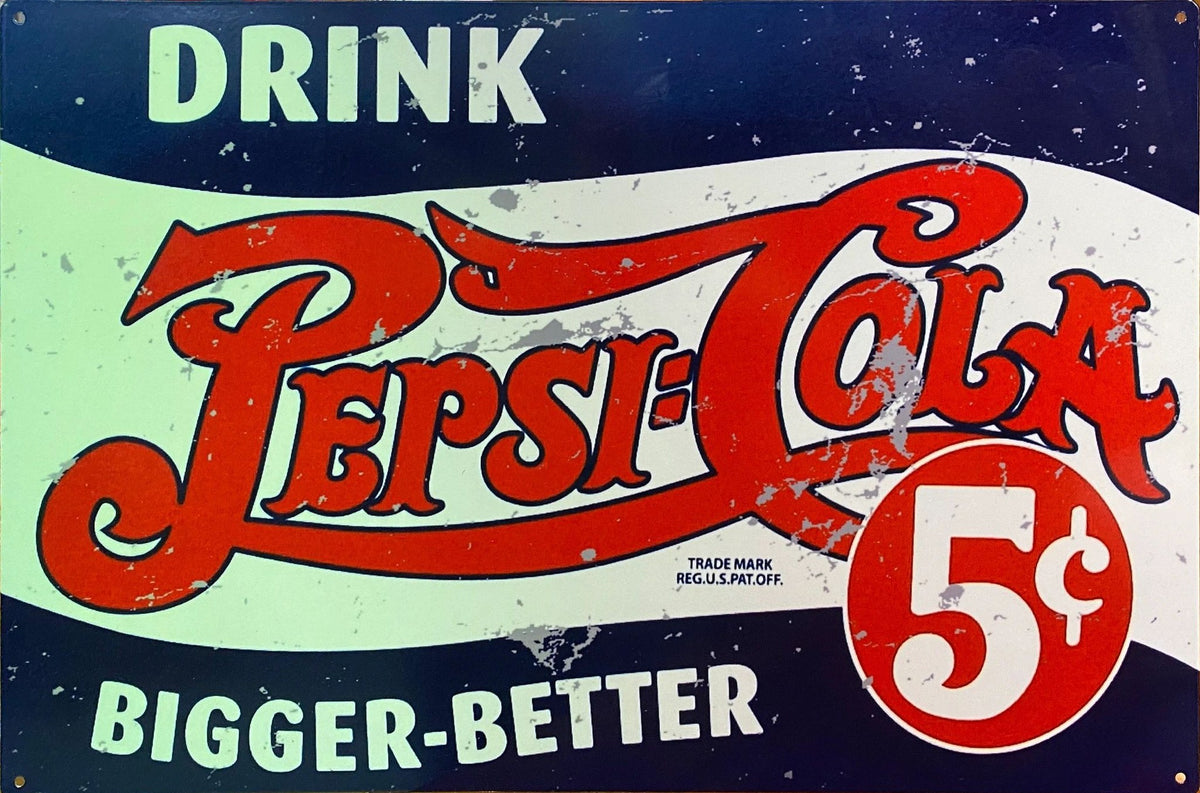Pepsi Cola Retro Metal Sign - 600 x 400mm