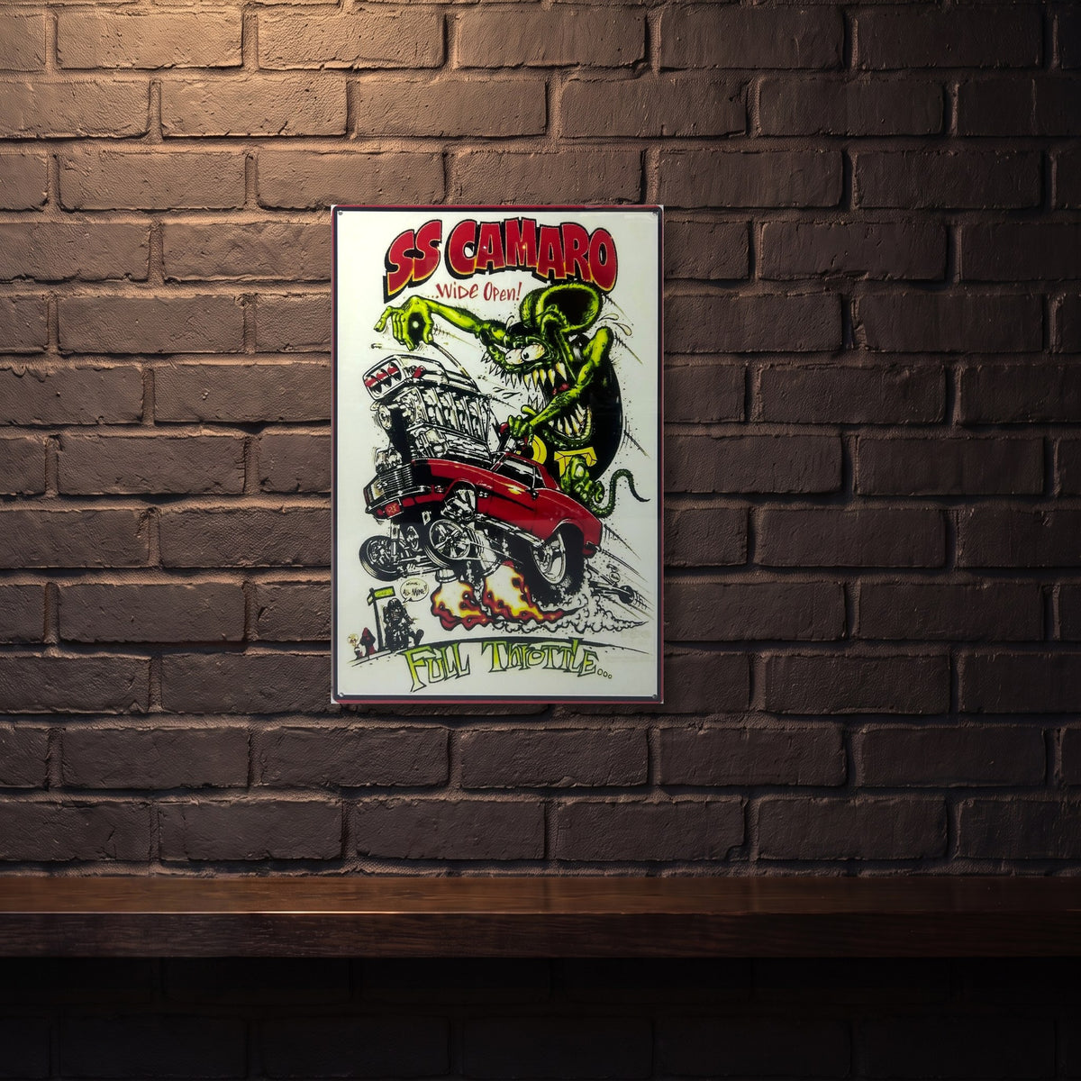 RAT FINK SS CAMARO FULL THROTTLE 600 MM X 400 MM METAL SIGN