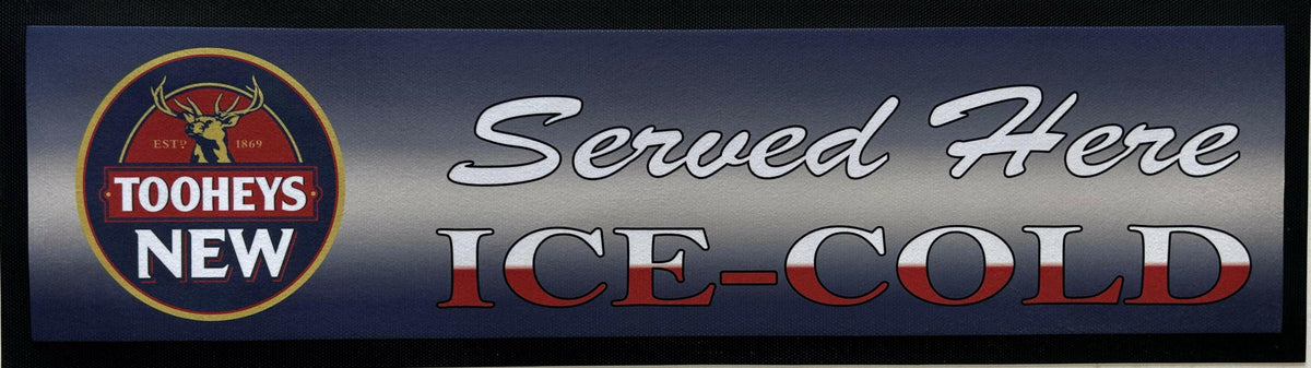 Tooheys "Served Here Ice Cold" Premium Rubber-Backed Bar Mat Runner