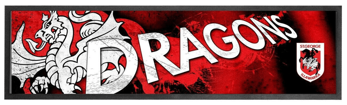 St George-Illawarra Dragons NRL Premium Rubber-Backed Bar Mat Runner