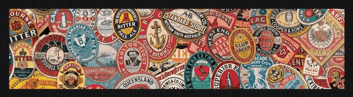 Beer Labels Rubber-Backed Bar Runner - KING CAVE