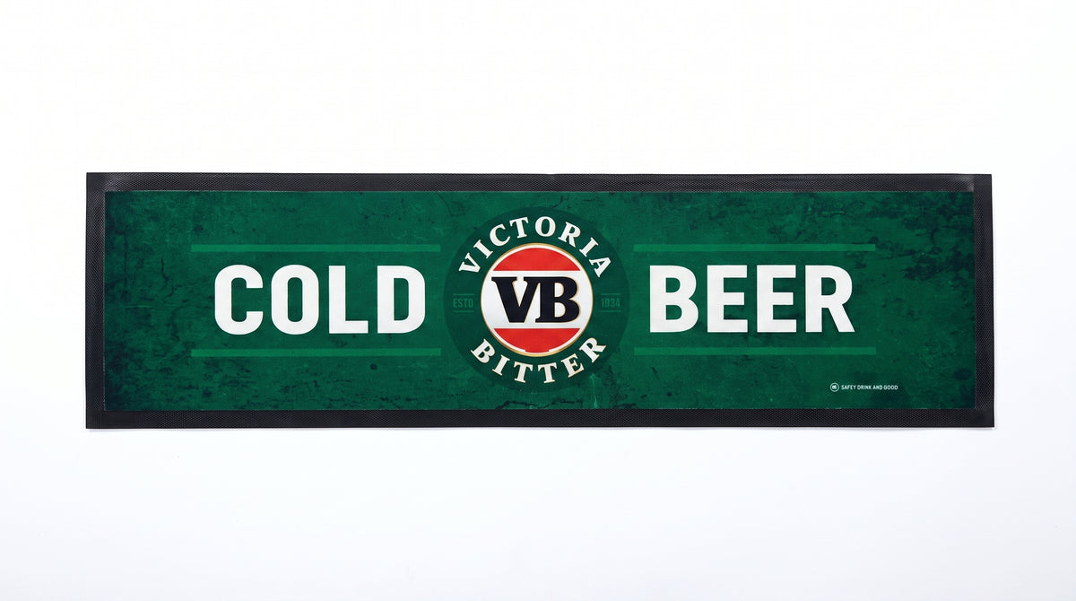 VB Cold Beer Premium Rubber-Backed Bar Mat Runner