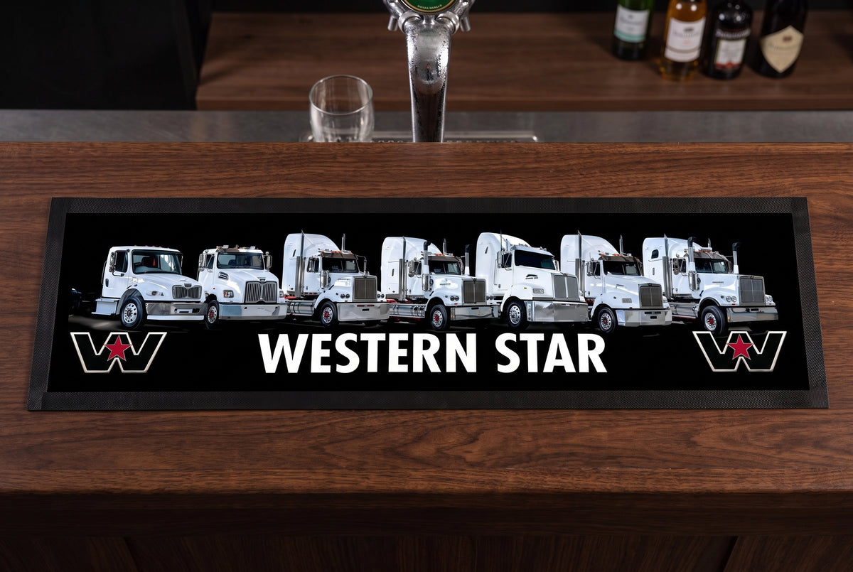Western Star Premium Rubber-Backed Bar Mat Runner on a bar top