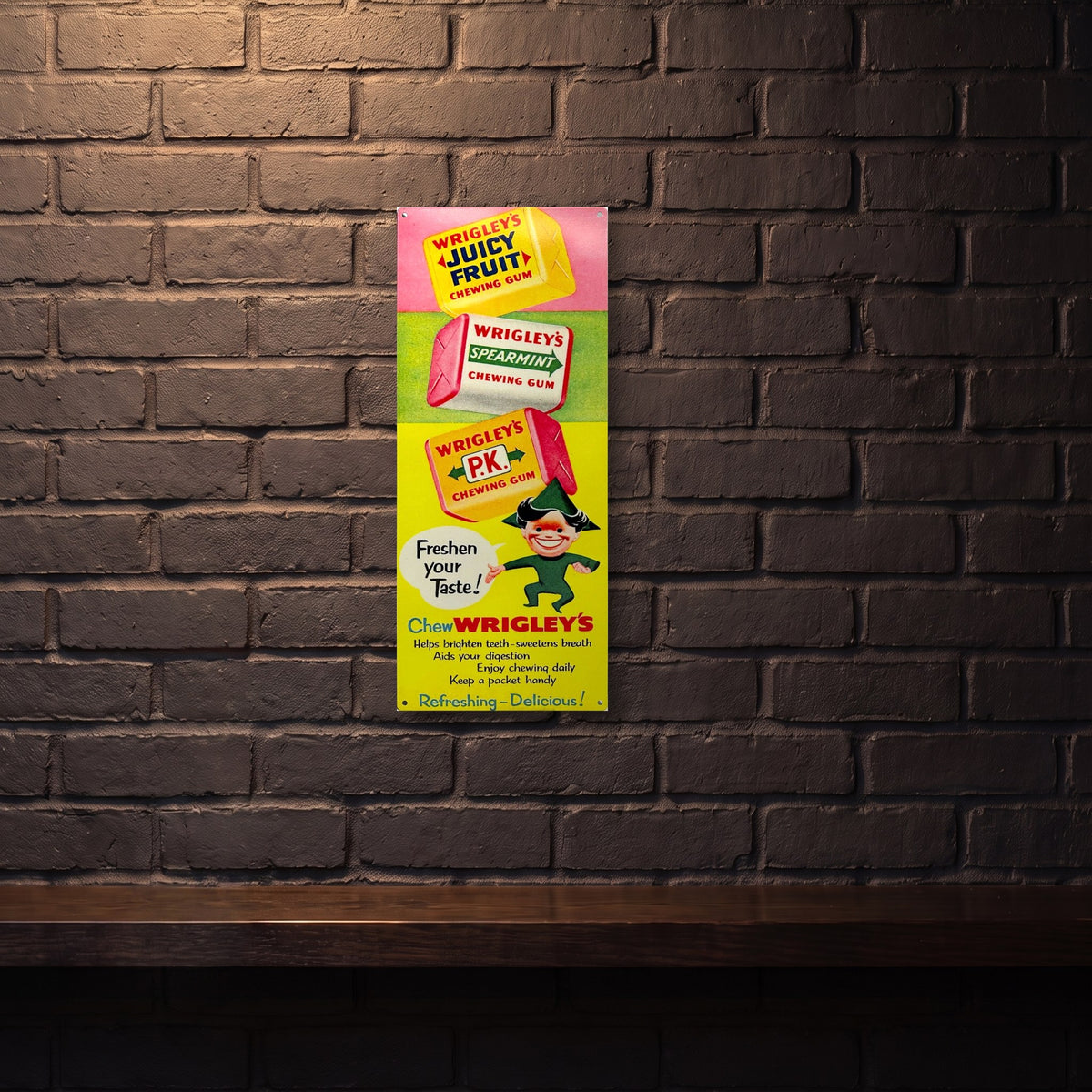 WRIGLEYS YELLOW 600 MM X 300 MM METAL SIGN