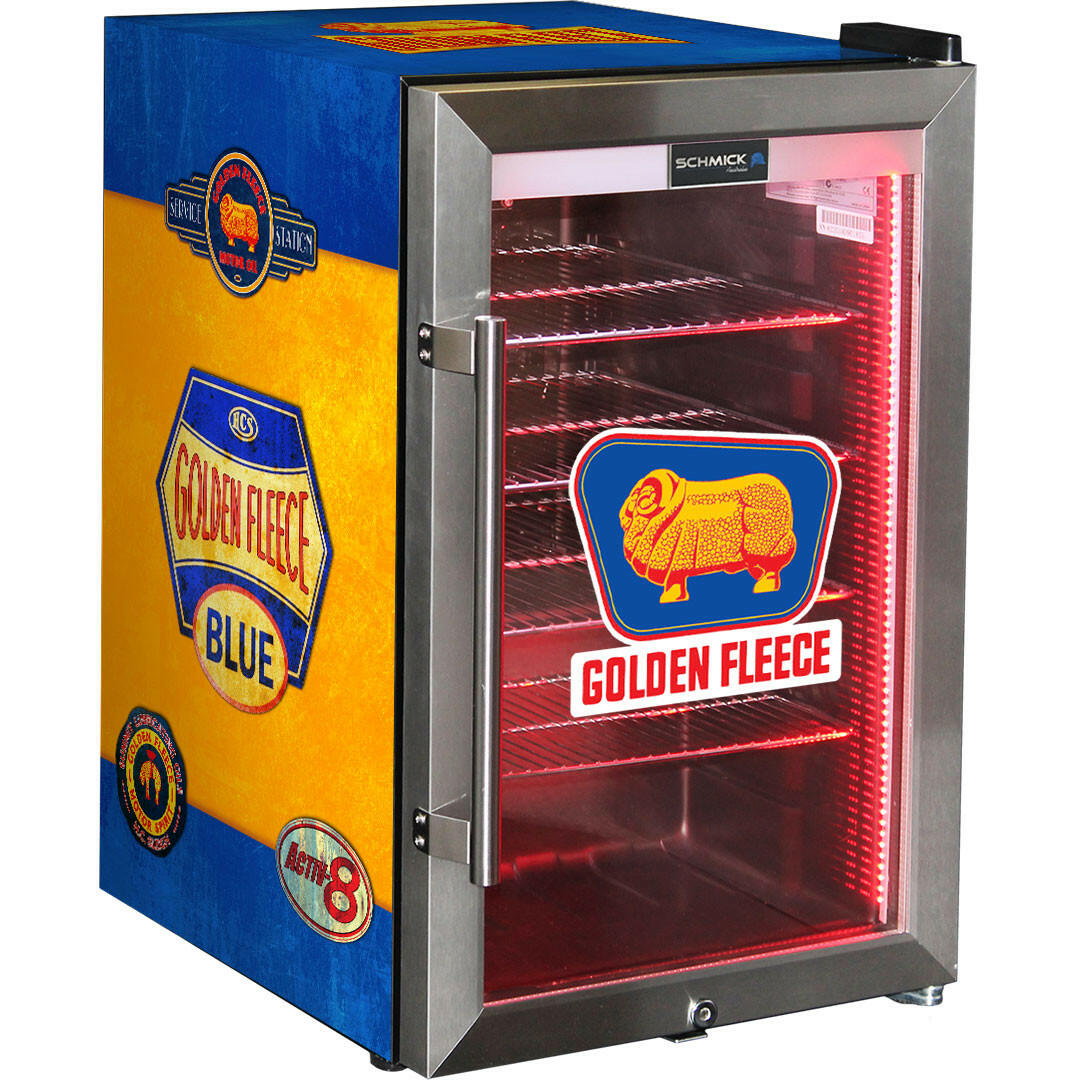Golden Fleece Vintage Fuel Pump Branded Bar Fridge, Great gift idea! - Model HUS-SC70-FP-FLEECE
