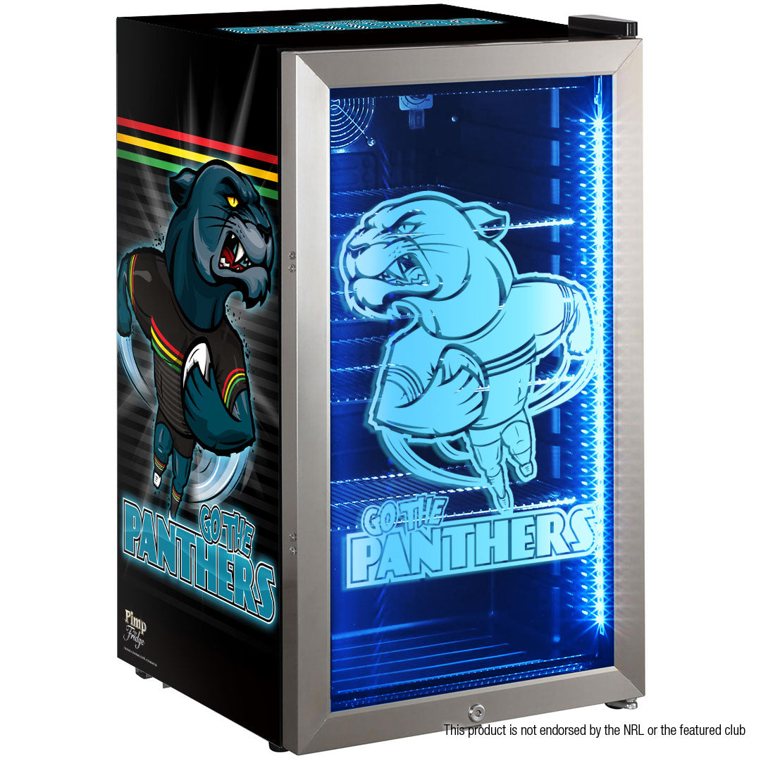 Rugby Panthers Triple Glazed Alfresco Bar Fridge With LED Strip Lights - Model HUS-SC88-RUG-PANTHERS