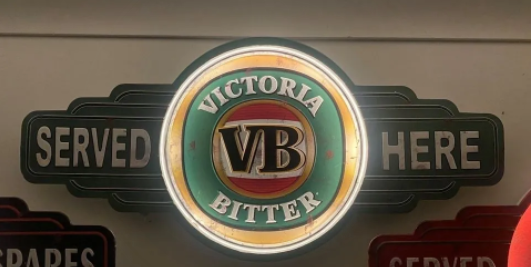 VB Victoria Bitter 12 Volt Premium Embossed Light Up LED Bar Sign