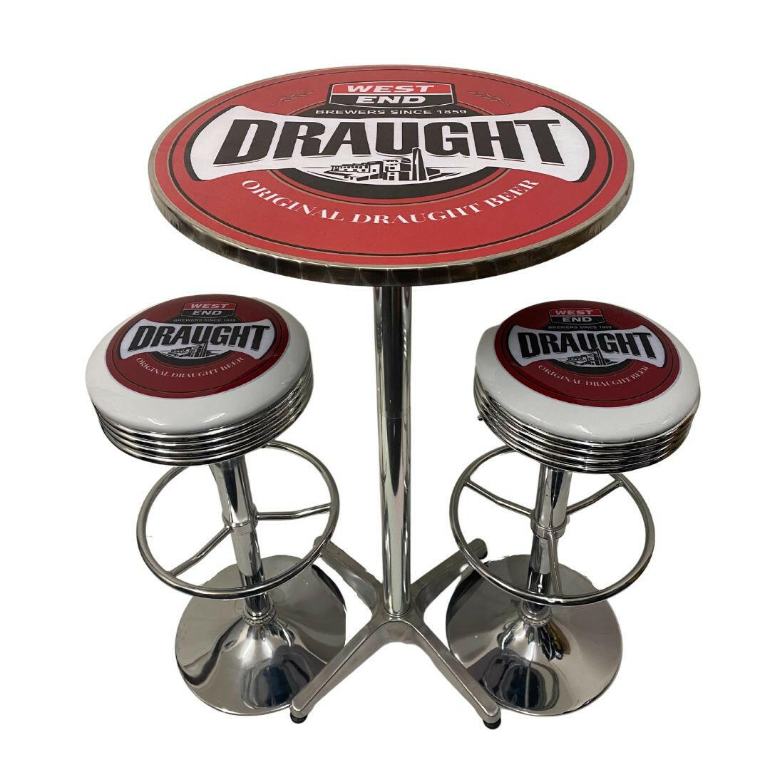 West End Draught Beer Bar Table & Bar Stool Set