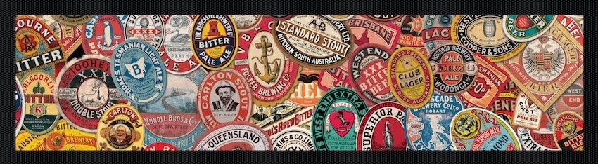 Beer Labels Rubber-Backed Bar Runner - KING CAVE