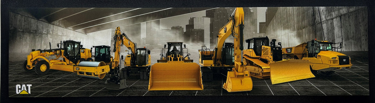Caterpillar CAT Earthworks Premium Rubber-Backed Bar Mat Runner - KING CAVE