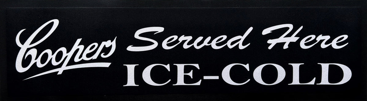Coopers "Served Here Ice Cold" Premium Rubber-Backed Bar Mat Runner - KING CAVE