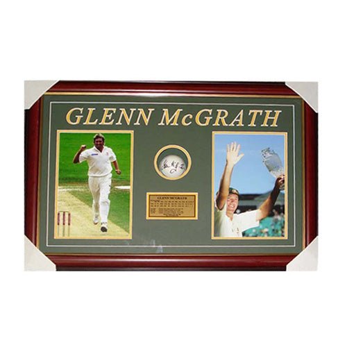 Glenn McGrath Signed Ball Collage Framed - KING CAVE