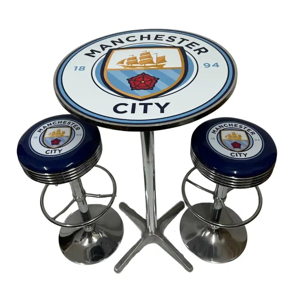 Manchester City FC Bar Table & Bar Stool Set - KING CAVE