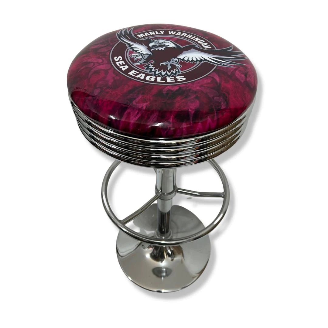 Manly Sea Eagles Gas-Lift Retro Bar Stool - KING CAVE