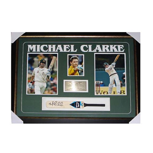 Michael Clarke Signed Mini Bat Collage Framed - KING CAVE
