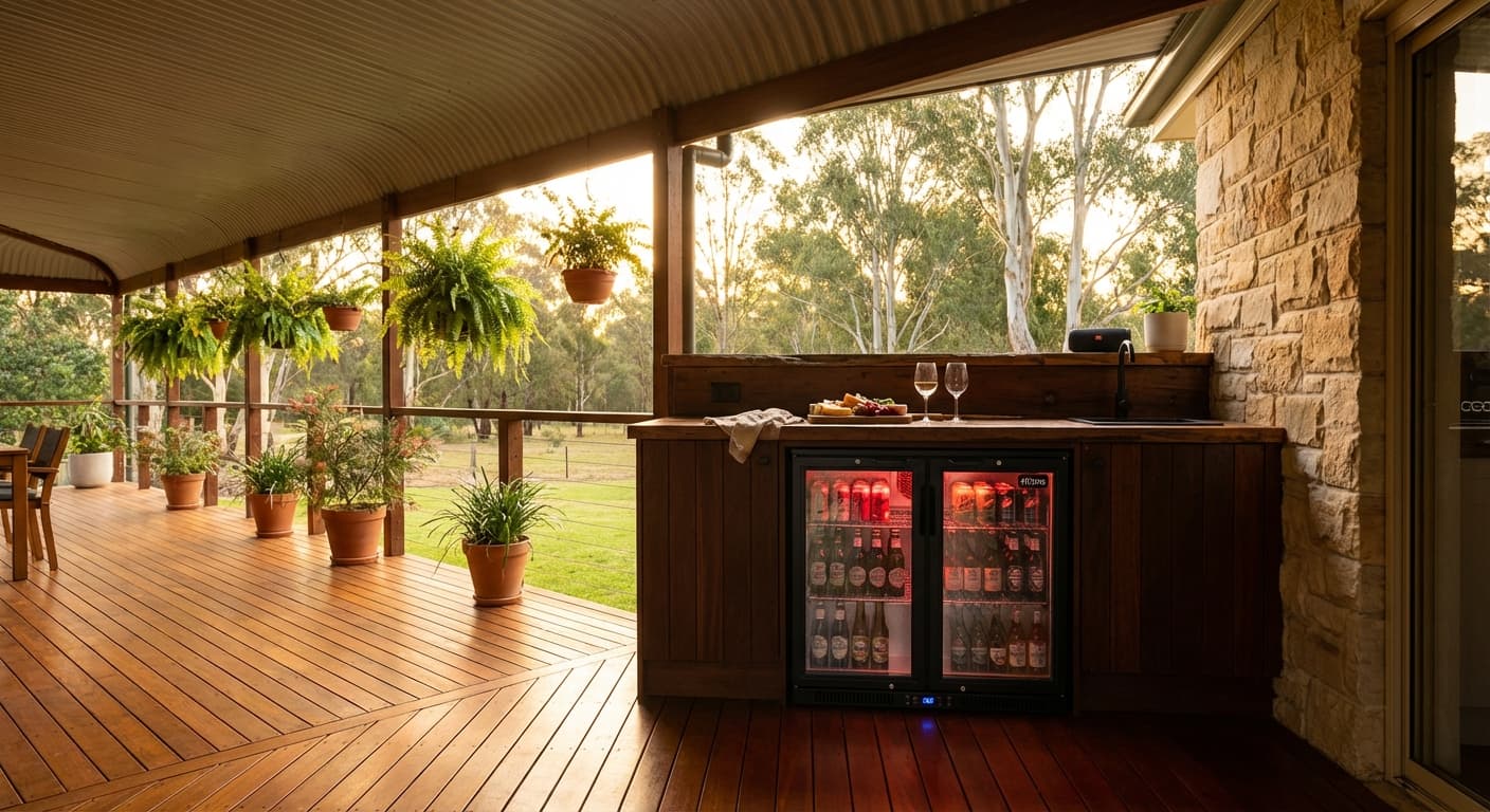 Rhino Night Club Quiet Running Commercial Multi Light Colored Black 2 Door Bar Fridge - Model SG2H-NC styled in home bar setting