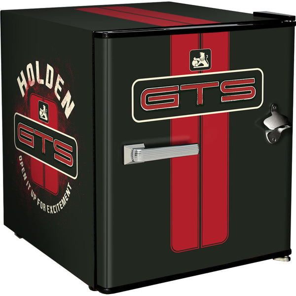 Holden GTS custom branded retro bar fridge — angled front view