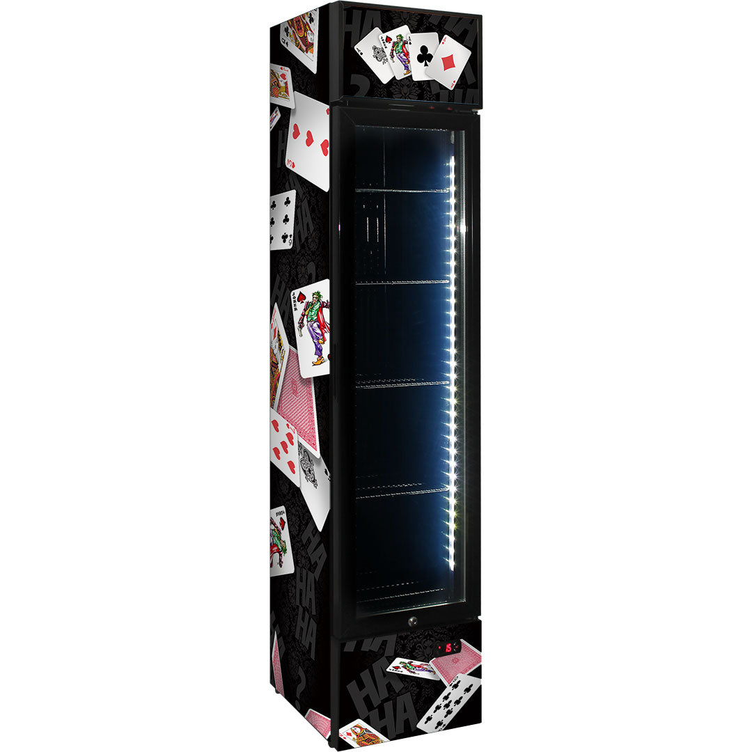 Joker playing cards 160L skinny upright novelty bar fridge