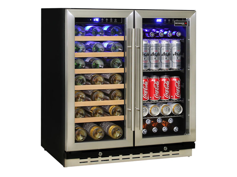 Schmick JC165 dual zone under-bench bar fridge — the built-in format with published cavity specs
