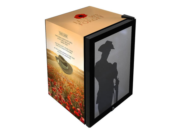 Lest We Forget 70L glass door commemorative bar fridge