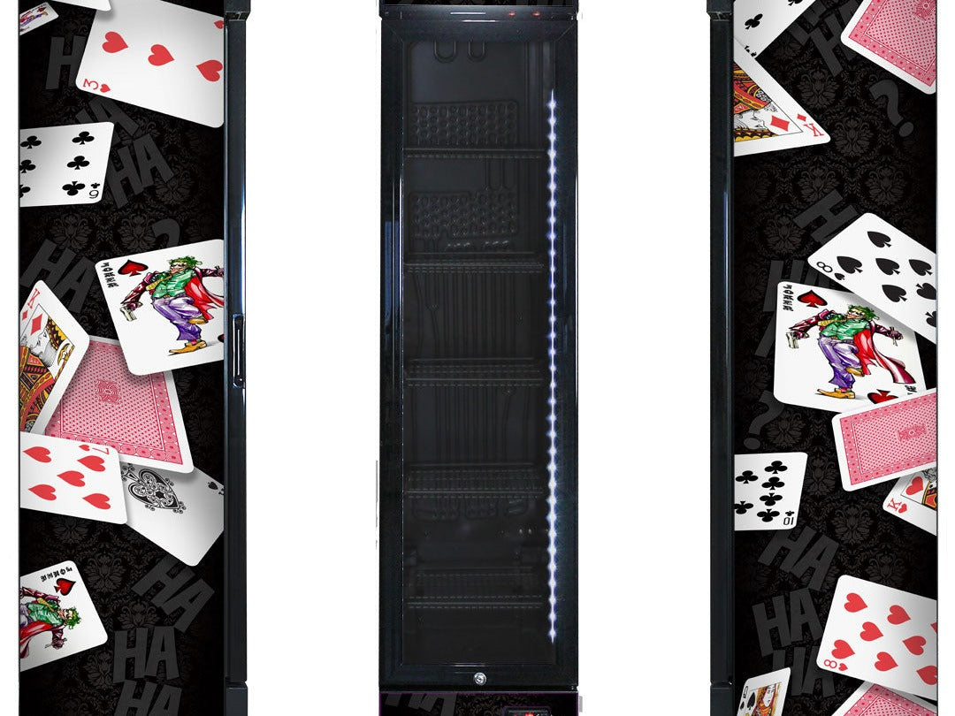 Joker playing cards 160L skinny upright novelty bar fridge