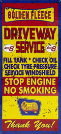 Golden Fleece Driveway Service Retro Metal Sign - 380 x 810mm