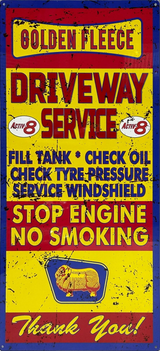 Golden Fleece Driveway Service Retro Metal Sign - 380 x 810mm