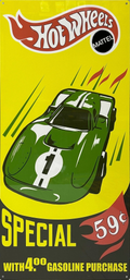Hot Wheels Yellow Green Version Retro Metal Sign - 380 x 810mm